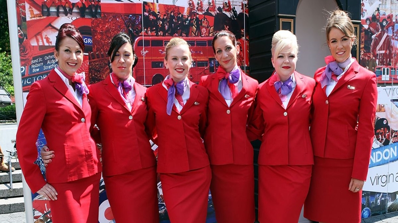Virgin Atlantic สายการบินเวอร์จิน แอตแลนติก เวอร์จิน แอตแลนติก แอร์โฮสเตส แอร์โฮสเตสไม่แต่งหน้า