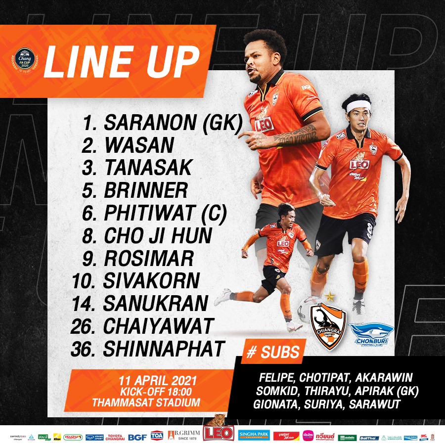 รายชื่อ 11 ผู้เล่นตัวจริง สิงห์ เชียงราย ยูไนเต็ด