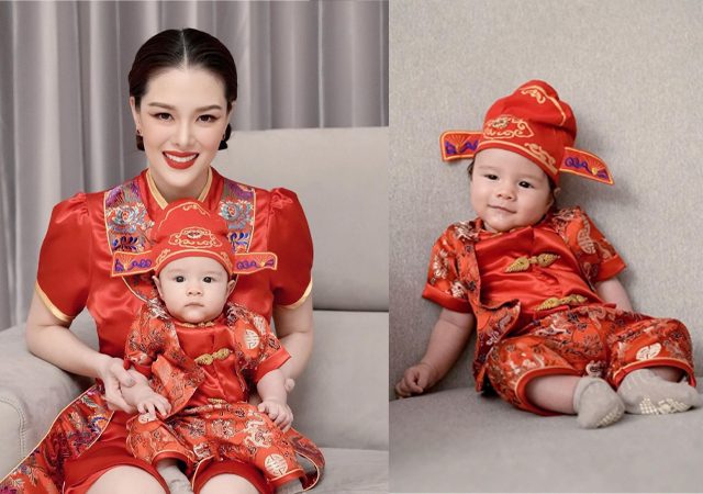 ลิเดียแต่งชุดกี่เภ้ากับลูก วันตรุษจีน แฟชั่นวันตรุษจีน