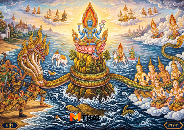 กวนเกษียรสมุทร ครุฑ พญาครุฑ พญานาค พระวิษณุ